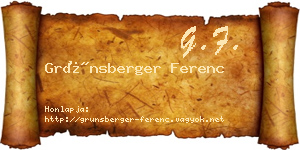 Grünsberger Ferenc névjegykártya